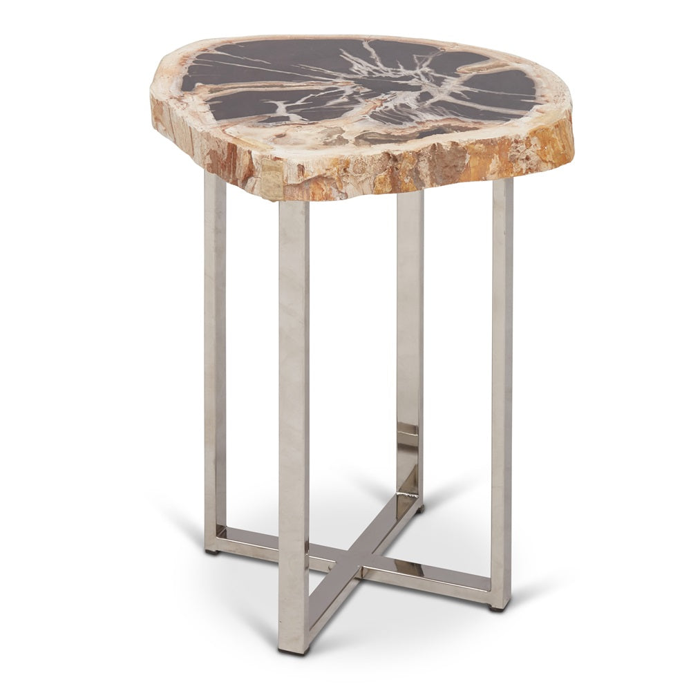 Eliza Wood Geometric End Table