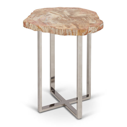 Eliza Wood Geometric End Table