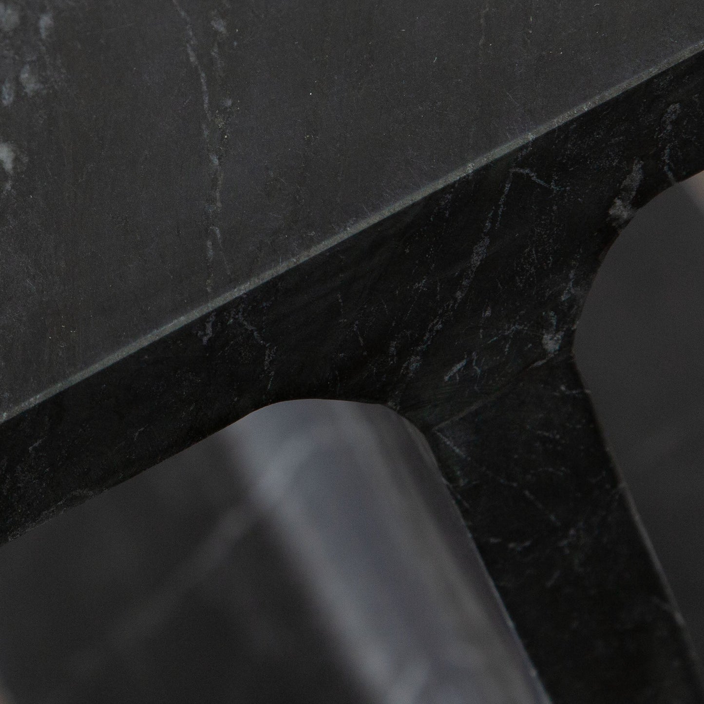 Iris I-Beam Genuine Black Marquine Marble Rectangular Accent Table