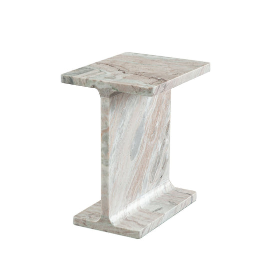 Iris I-Beam Genuine Natural Marble Rectangular Accent Table