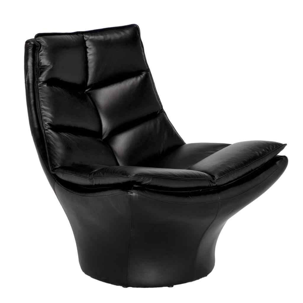 Ian Top Grain Leather Black Club Chair