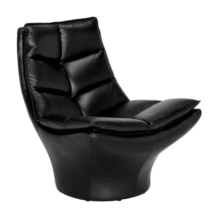 Ian Top Grain Leather Black Club Chair