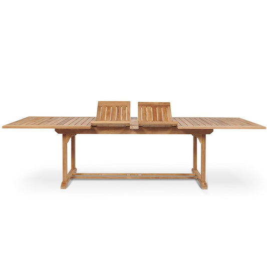 Ihland Rectangular Teak Outdoor Dining Table with Double Extensions and Umbrella Hole-Outdoor Dining Tables-HiTeak-Sideboards and Things