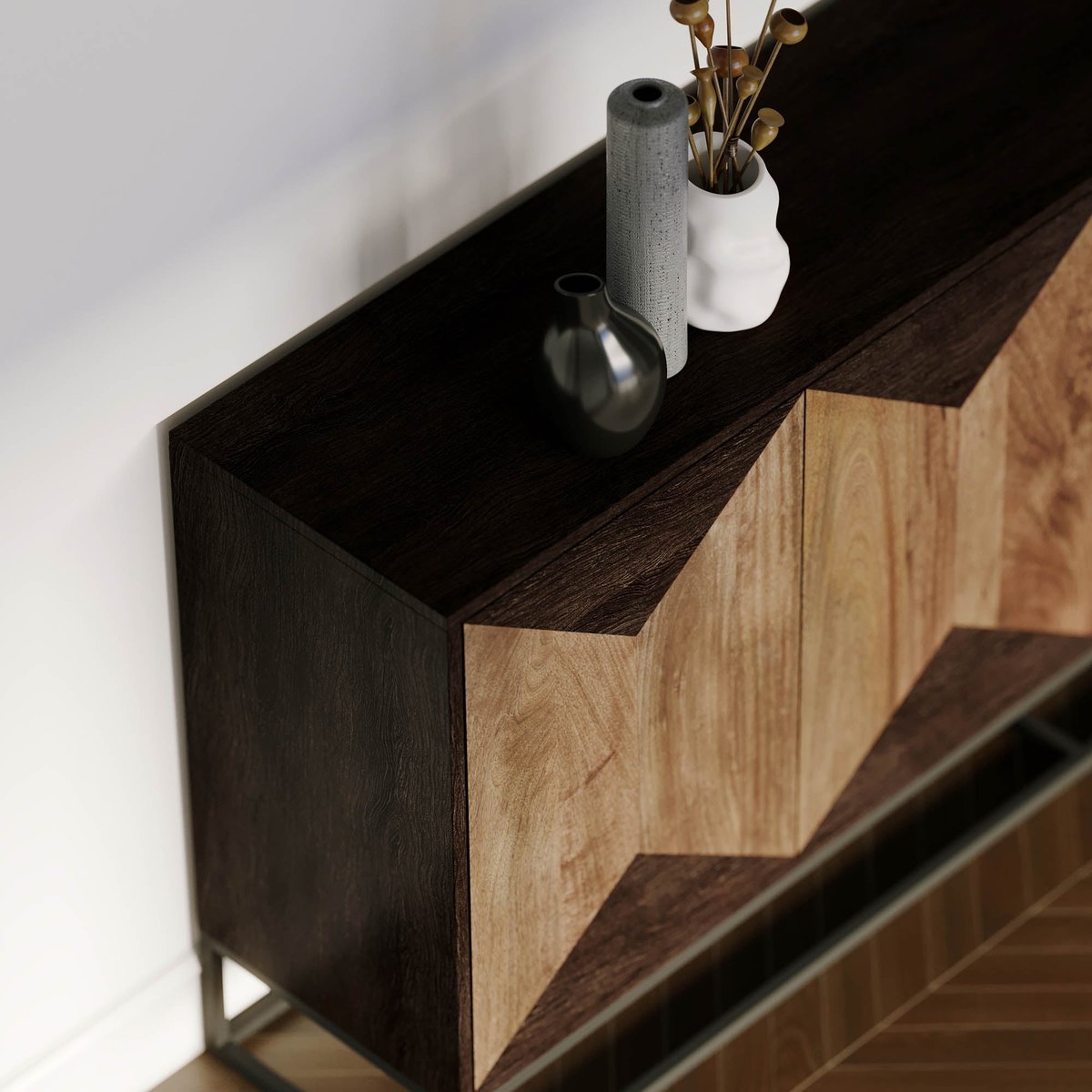 LH Home Illusion Four Doors Brown Sideboard