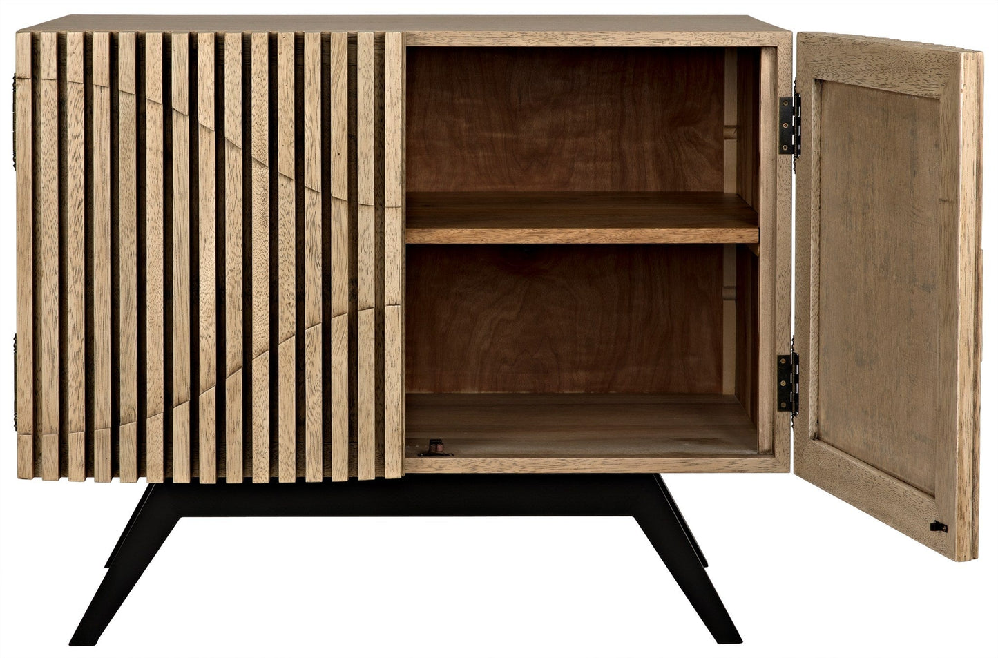 Illusion Steel Base Wood Single Sideboard-Sideboards-Noir-Sideboards and Things