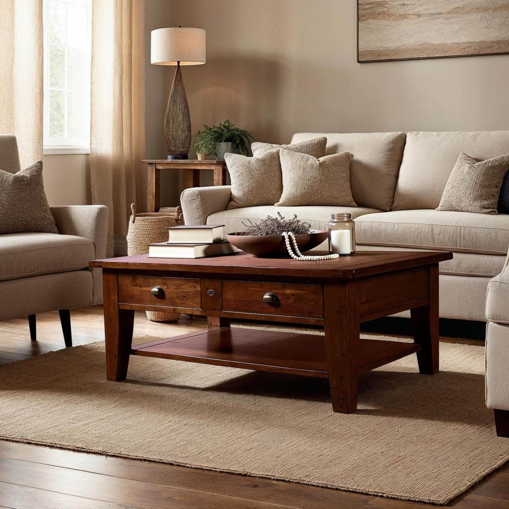 LH Home Irish Coast Two Drawers Wood Coffee Table