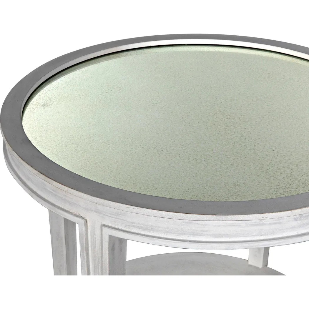 Noir Imperial Wood White Round Side Table