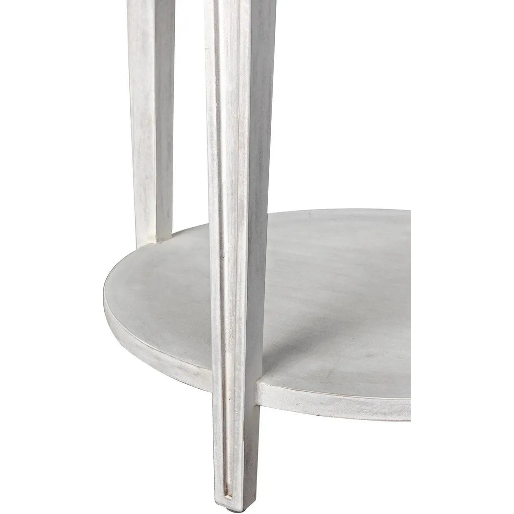 Noir Imperial Wood White Round Side Table