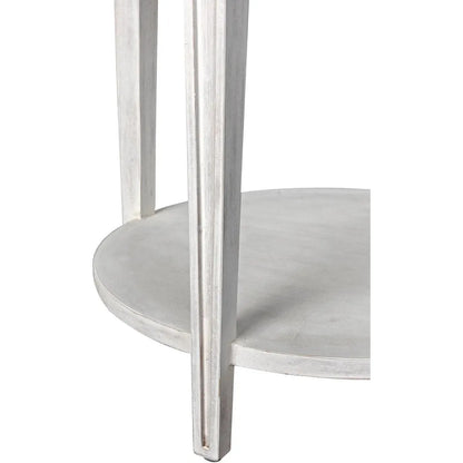 Noir Imperial Wood White Round Side Table