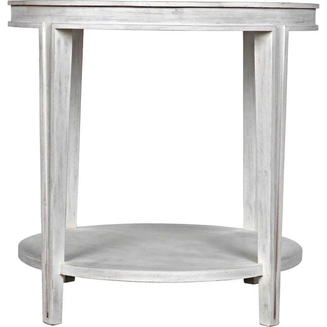 Noir Imperial Wood White Round Side Table