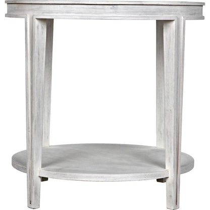 Noir Imperial Wood White Round Side Table