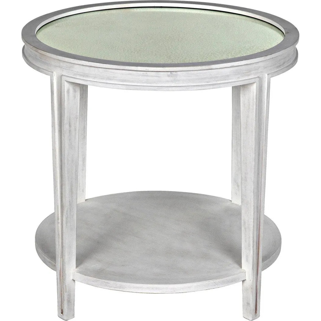 Noir Imperial Wood White Round Side Table