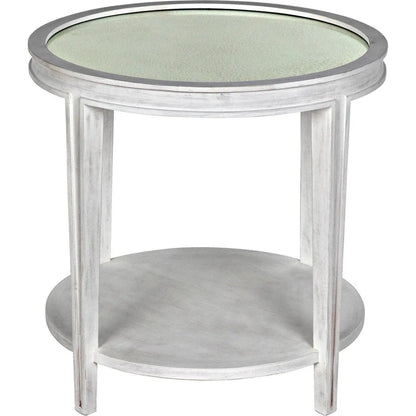 Noir Imperial Wood White Round Side Table