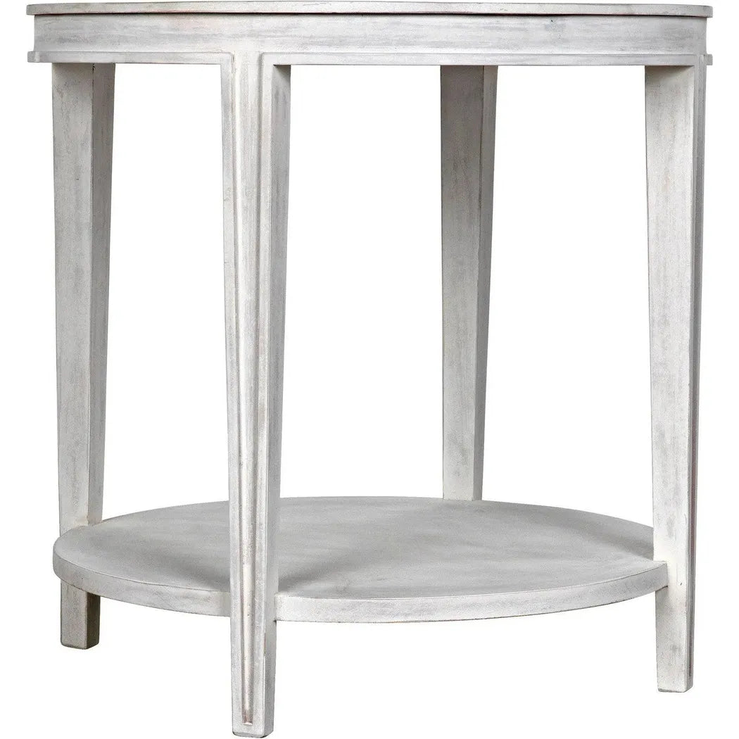Noir Imperial Wood White Round Side Table