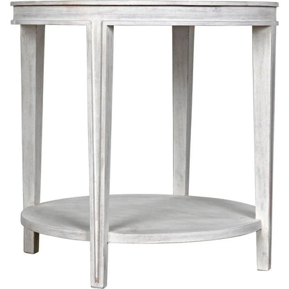 Noir Imperial Wood White Round Side Table