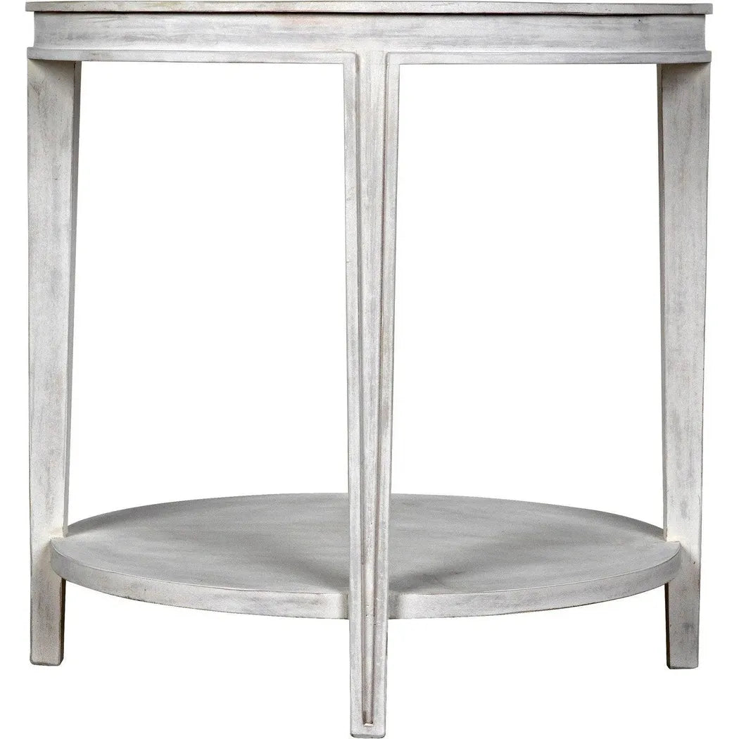Noir Imperial Wood White Round Side Table