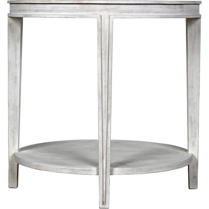 Noir Imperial Wood White Round Side Table