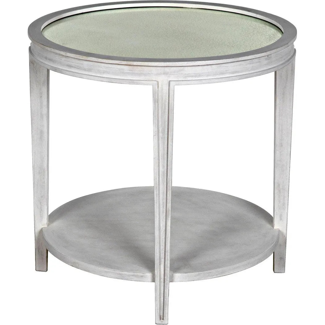 Noir Imperial Wood White Round Side Table