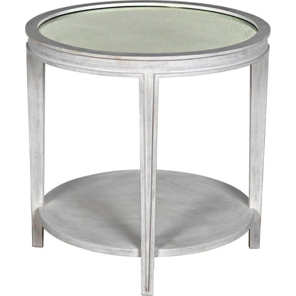 Noir Imperial Wood White Round Side Table
