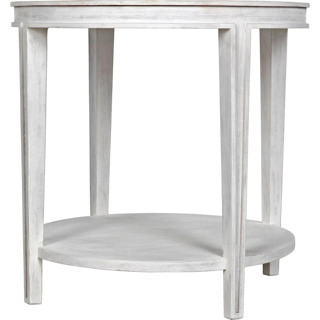 Noir Imperial Wood White Round Side Table