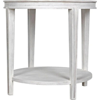 Noir Imperial Wood White Round Side Table