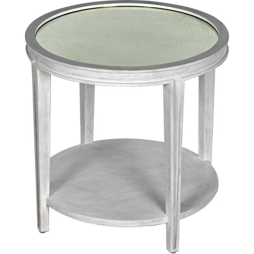 Noir Imperial Wood White Round Side Table