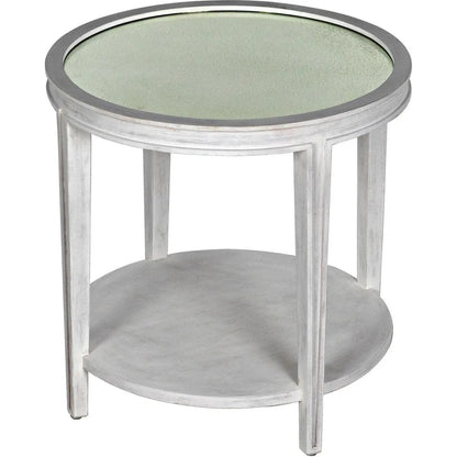 Noir Imperial Wood White Round Side Table