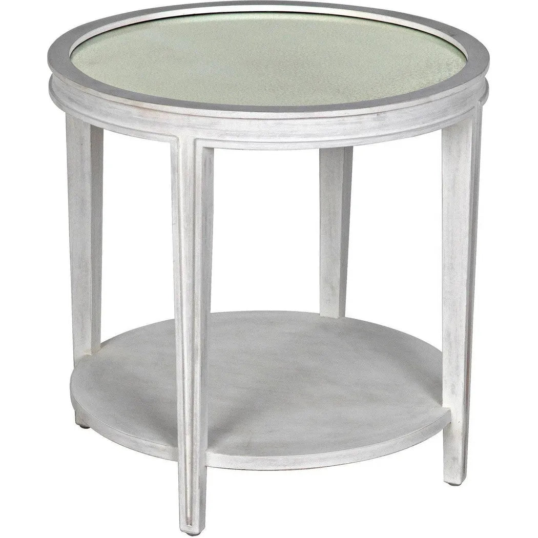 Noir Imperial Wood White Round Side Table