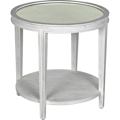 Noir Imperial Wood White Round Side Table