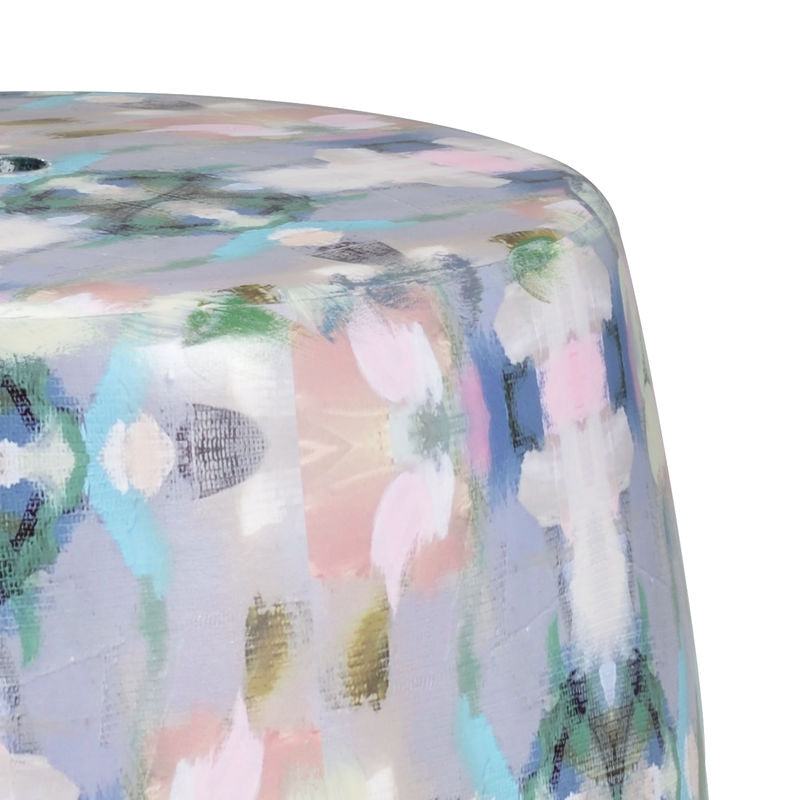 Indigo Girl Modern Ceramic Outdoor Garden Stool-Poufs and Stools-Wildwood-LOOMLAN