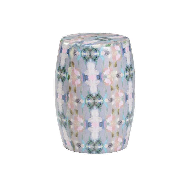 Indigo Girl Modern Ceramic Outdoor Garden Stool-Poufs and Stools-Wildwood-LOOMLAN