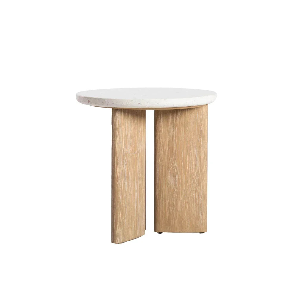 Infinity Terrazzo Topped Wooden Round Side Table