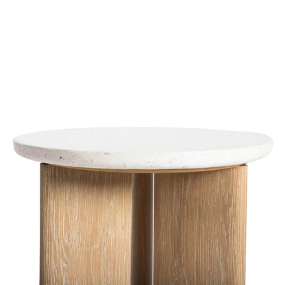 Infinity Terrazzo Topped Wooden Round Side Table