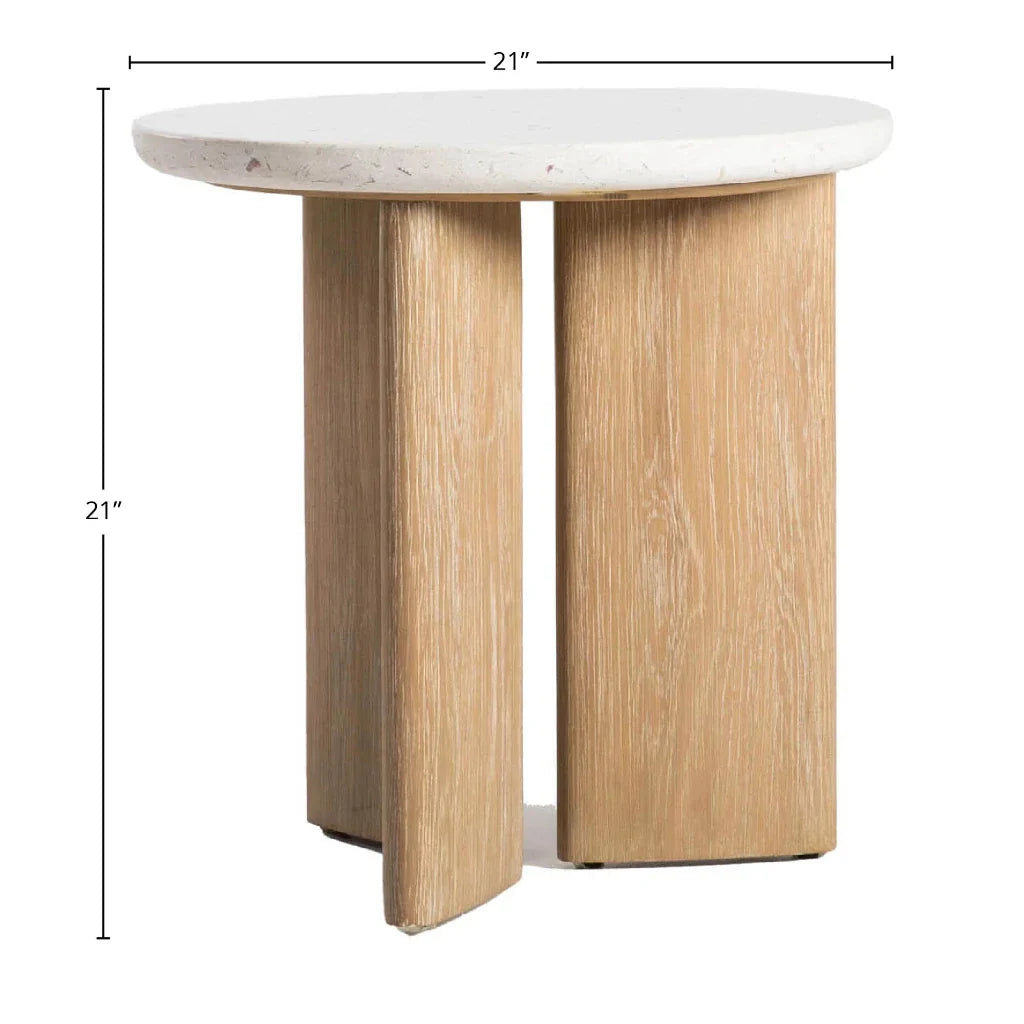 Infinity Terrazzo Topped Wooden Round Side Table