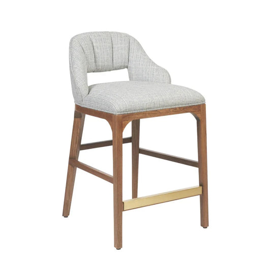 Inga Modern Oak And Brass Design Counter Stool