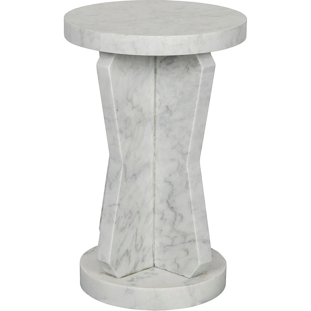 Noir Ingram Marble White Round Side Table