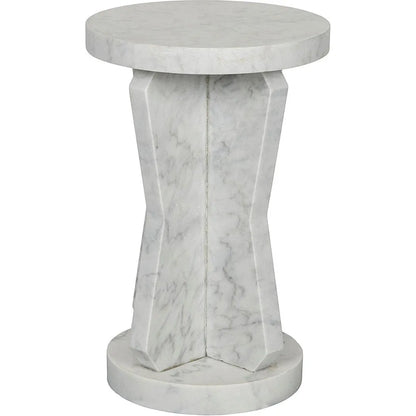 Noir Ingram Marble White Round Side Table