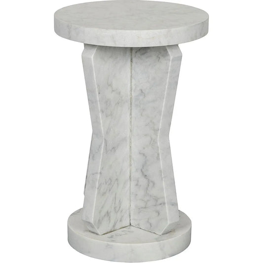 Noir Ingram Marble White Round Side Table