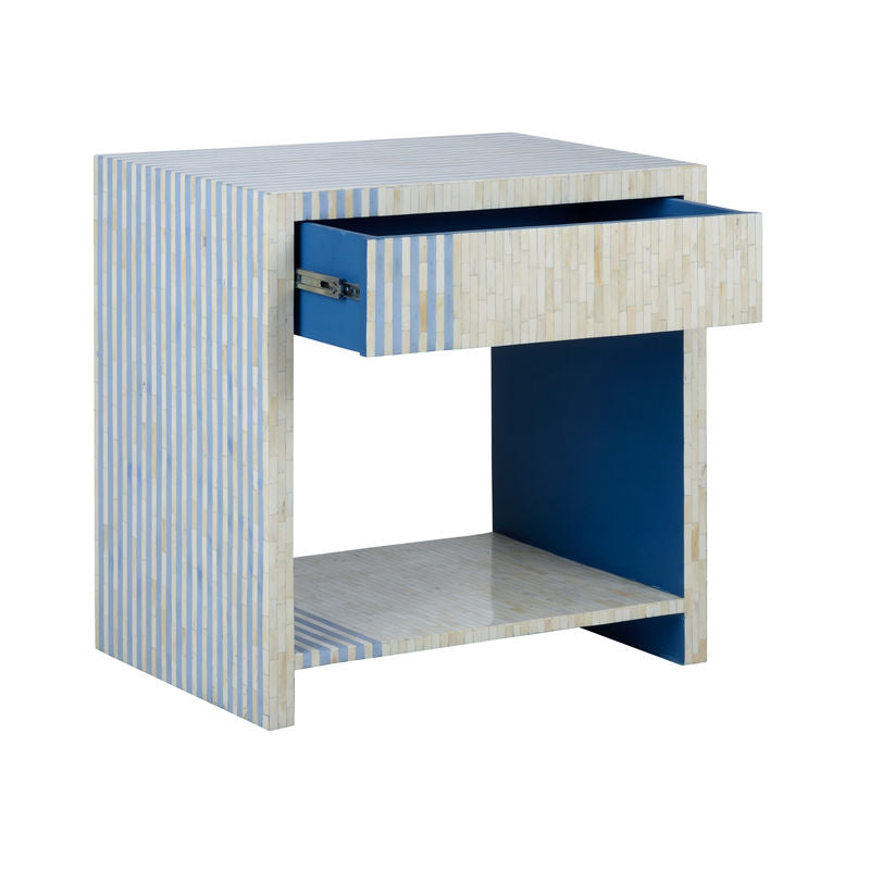 Chelsea House Inlaid Bone Made Blue Bedside Table