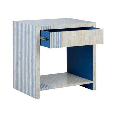 Chelsea House Inlaid Bone Made Blue Bedside Table