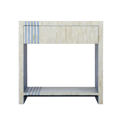 Chelsea House Inlaid Bone Made Blue Bedside Table