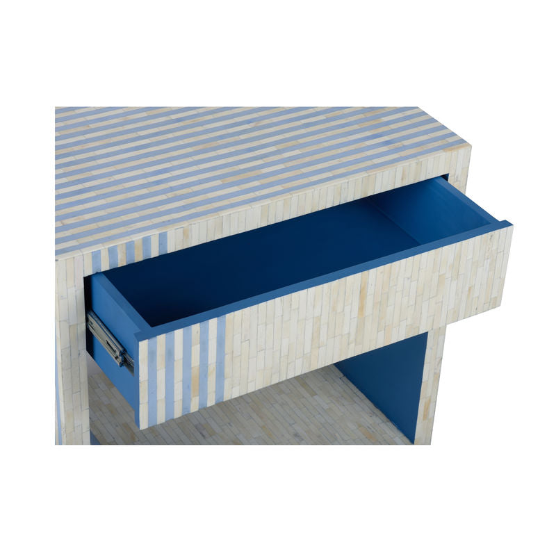 Chelsea House Inlaid Bone Made Blue Bedside Table