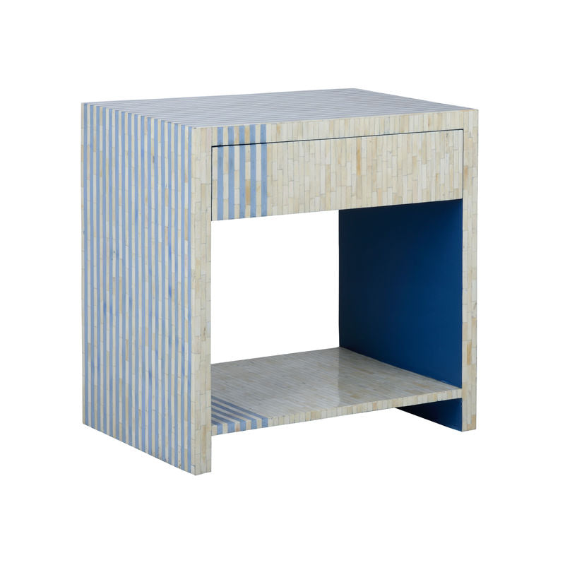 Chelsea House Inlaid Bone Made Blue Bedside Table
