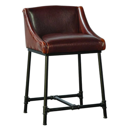 Iron Pipe Leather Upholstered Counter Stool