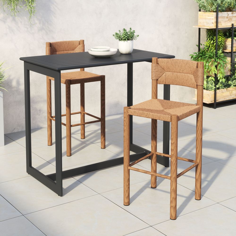 Zuo Modern Iska Aluminum Outdoor Barstool 2PC