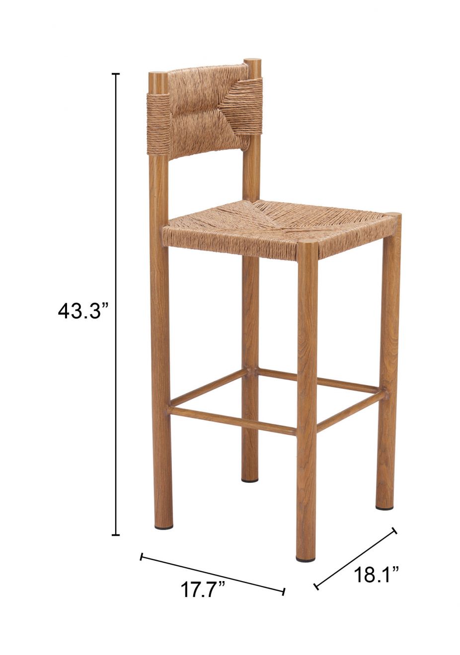 Zuo Modern Iska Aluminum Outdoor Barstool 2PC