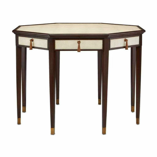 Ivory Dark Walnut Brass Evie Entry Table Dining Tables Sideboards and Things By Currey & Co