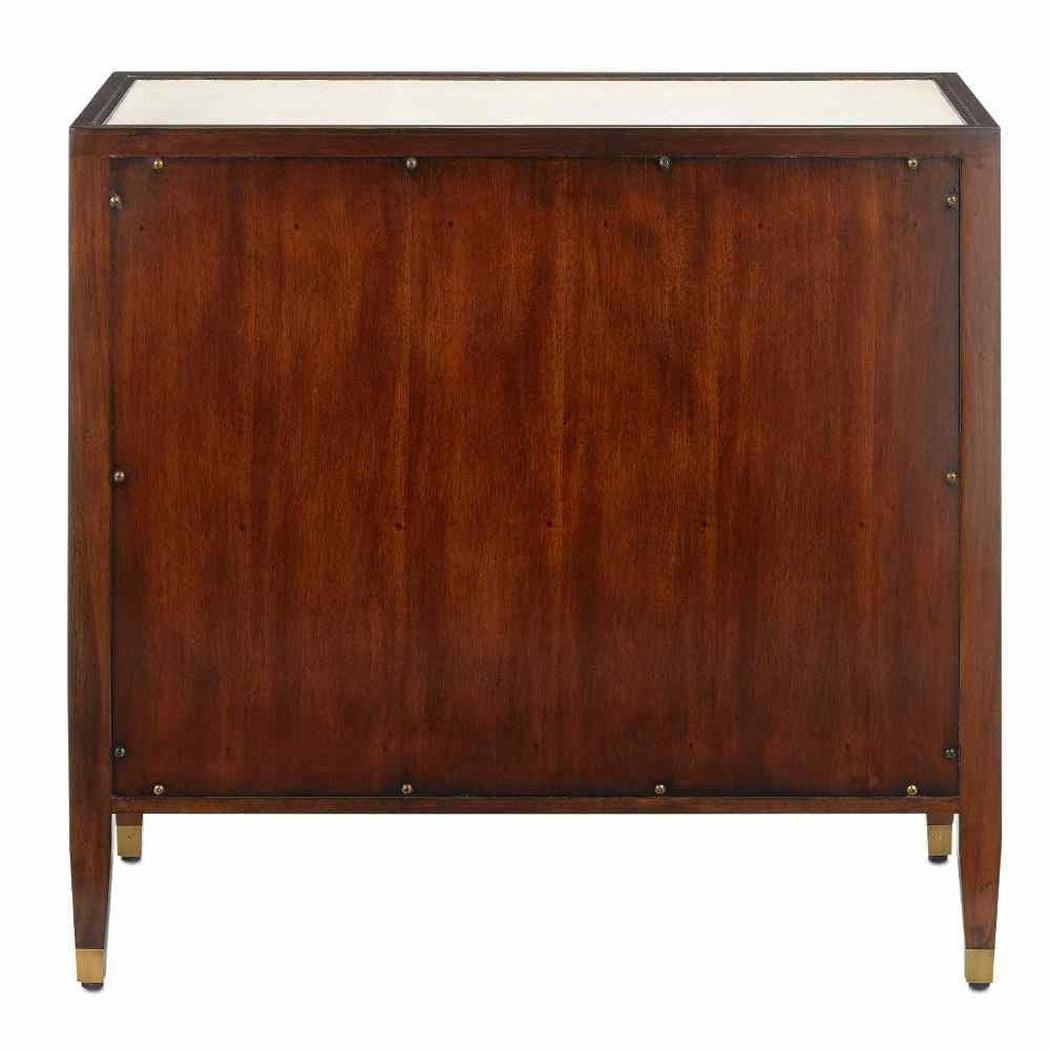 Ivory Dark Walnut Brass Evie Shagreen Chest Accent Cabinet Accent Cabinets Sideboards and Things By Currey & Co