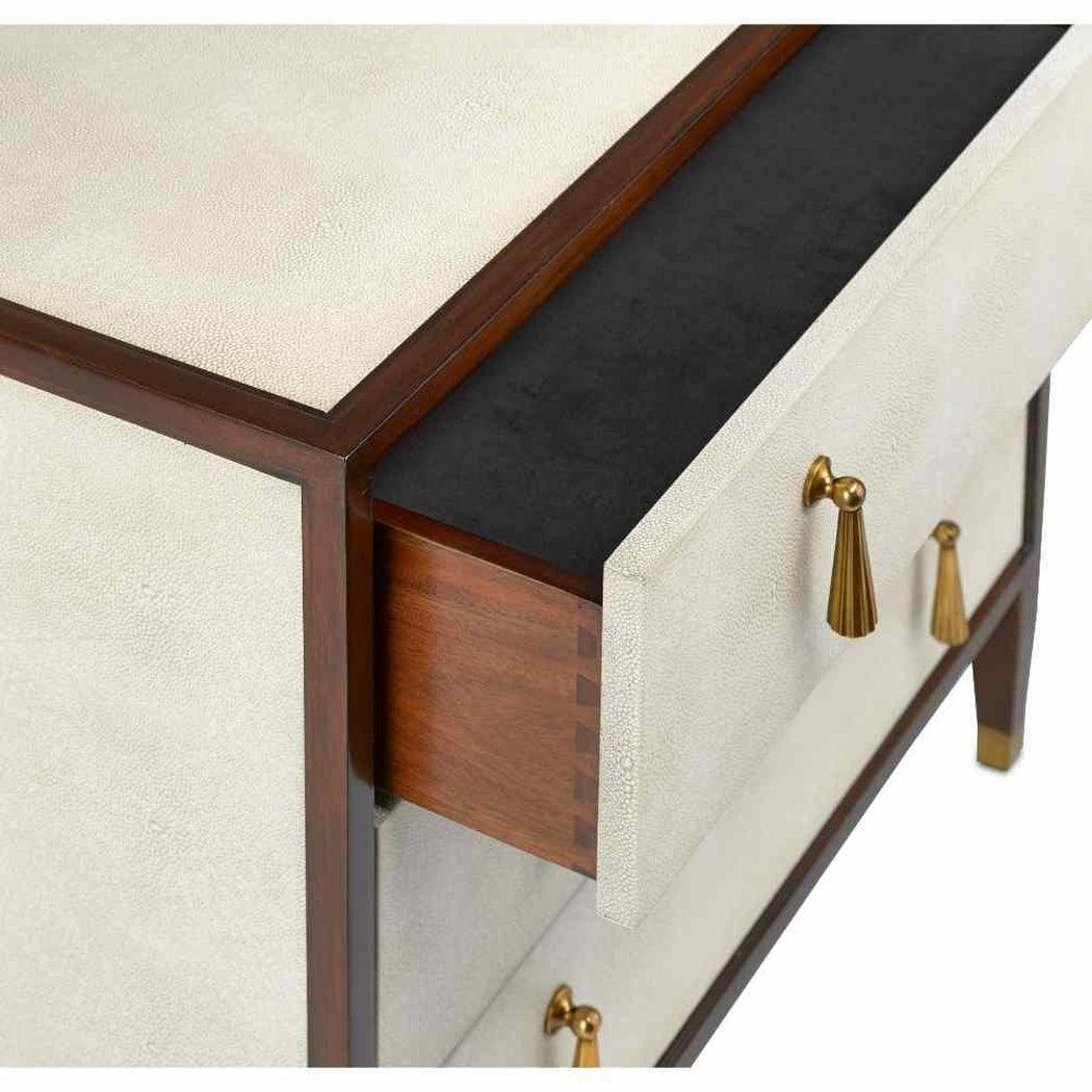 Ivory Dark Walnut Brass Evie Shagreen Chest Accent Cabinet Accent Cabinets Sideboards and Things By Currey & Co