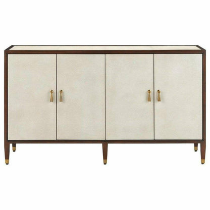 Ivory Dark Walnut Brass Evie Shagreen Credenza Sideboards Sideboards and Things By Currey & Co